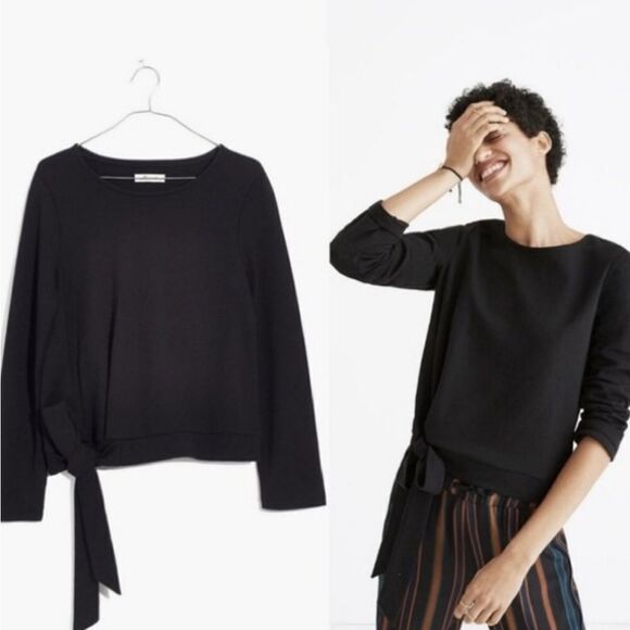 Madewell Black Side Tie Top (Extra-Small) - Picture 1 of 8